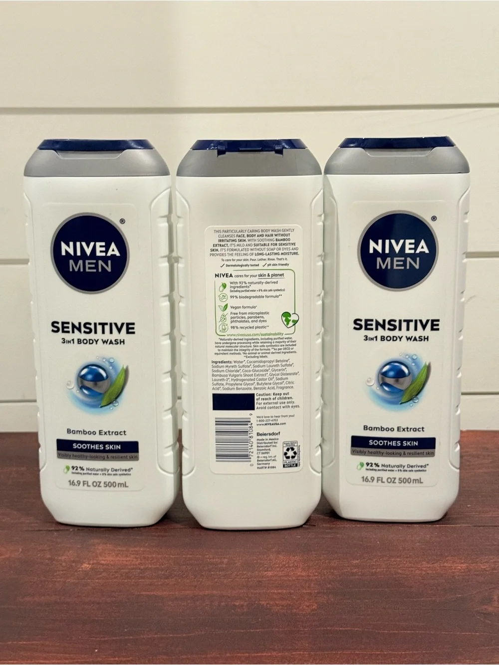 (3)Sensitive 3-in-1 Body Wash - White/Blue
